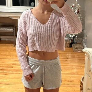 SHEIN Light Pink Ribbed Knit Top